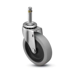 Caster; Swivel; 2" x 13/16"; Thermoplastized Rubber (Gray); Grip Ring (7/16" x 1-7/16"); Zinc; Plain bore; 80# (Discontinued: Limited supply. See 65124) (Item #65478)