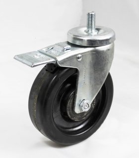 Caster; Swivel; 5" x 1-1/4"; Phenolic; Threaded Stem (1/2"-13TPI x 1-1/2"); Zinc; Plain bore; 325#; Total Lock; Dust Cover (Mtl) (Item #64707)
