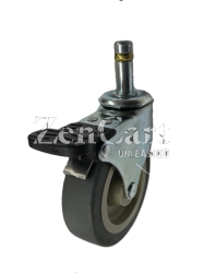 (image for) Caster; Swivel; 3"x13/16"; Thermoplastized Rubber (Gray); Grip Ring (7/16"x1-3/16"); Zinc; Plain bore; 100#; Pedal Brake (Item #66897)