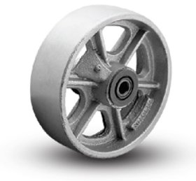 (image for) Wheel; 6" x 2"; Cast Iron; Roller Brng; 1/2" Bore; 2-7/16" Hub Length; 1400#; Spoked Wheel (Item #87756)