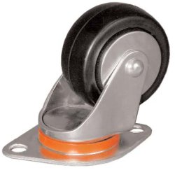 Inverted Aircraft Loading Caster; Swivel; 3x1-1/4; Hard Rubber; Plate (3-1/32x4-3/8: Diamond shape; two holes: 3-1/2 apart; 7/16 bolt); Ball Brng; 275# (Item #67291)