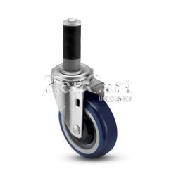 (image for) Caster; Swivel; 5" x 1-1/4"; PolyU on PolyO (Blue); Expandable Adapter (1-5/8" - 1-11/16" ID tubing); Precision Ball Brng; 300#; Bearing Cover (Item #64130)