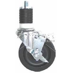 (image for) Caster; Swivel; 5x1-1/4; ThermoPlstc Rbr Round (Gray); Expandable Adapter (1.426" - 1.589" ID tubing); Zinc; Delrin Spanner; 300#; Tread brake (Item #66902)