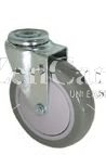 (image for) Caster; Swivel; 5" x 1-1/4"; PolyU on PolyO (Gray); Hollow Kingpin (1/2" bolt hole); Zinc; Plain bore; 300# (Item #65169)