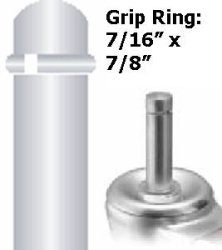 (image for) Caster; Twin; Swivel; 2-3/8 (60mm); Polyurethane; Grip Ring; 7/16x7/8; Black; Zinc Body Brng; 100# (Item #69424)