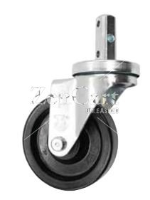 (image for) Caster; Swivel; 5" x 1-1/4"; Polyolefin; Square Stem (3/4"x2" with 3 x-drilled holes); Zinc; Plain bore; 350#; Dust Cover (Mtl) (Item #64694)