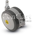 (image for) Caster; Twin Wheel; Swivel; 75mm; (3" Polyurethane (Gray); Grip Ring (7/16" x 7/8" w/ brass band); Black/Grey; Riveted Axle; 175#; MRI Non-magnetic; Brake (Item #63378)
