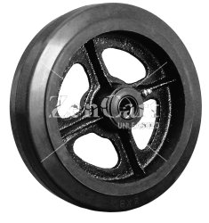 (image for) Wheel; 12" x 2-1/2"; Rubber on Cast Iron; Roller Brng; 900#; 1" Bore; 2-3/4" Hub Length (Item #89796)