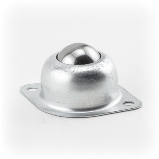 (image for) Ball Transfer; 1\"; Stainless Steel Ball and Housing; Flange (2\"x2-3/4\"; 2-hole spacing: 2-3/16\"; 3/16\" bolt); 75#; 1-3/16\" load height (Item #89352)