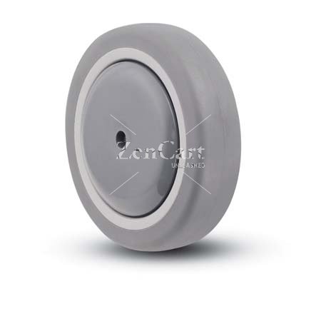 (image for) Wheel; 6" x 1-1/4"; PolyU on PolyO (Gray); Precision Ball Brng; 3/8" Bore; 1-9/16" Hub Length; 300#; Thread guards (Item #88850)
