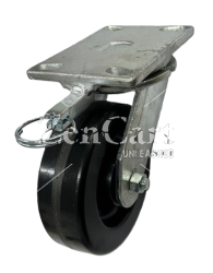 (image for) Caster; Swivel; 6" x 2"; Phenolic; Plate (4-1/2"x6-1/4"; holes: 2-7/16"x4-15/16" slots to 3-3/8"x5-1/4"; 1/2" bolt); Roller Brng; 1200#; Pos Lock (Item #66088)