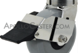 (image for) Caster; Swivel; 4" x 2"; Nylon; Hollow Kingpin (1/2" bolt hole); Stainless; Stainless Roller Brng; 1000#; Kingpinless; Tread brake (Item #62934)
