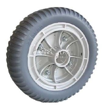 (image for) Wheel; 10" x 3"; Flat Free (Black); Ball Brng; 1/2" Bore; 4" Hub Length; 250#; Centered Bolted Hub; Gray/ Tan Plastic (Item #88742)