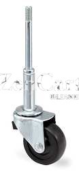 (image for) Caster; Swivel; 3" x 13/16"; Rubber (Hard); Ladder Caster; 5/16"x5-3/4"; Zinc; Nylon Bushing; 110# (Spring not included) (Item #66859)