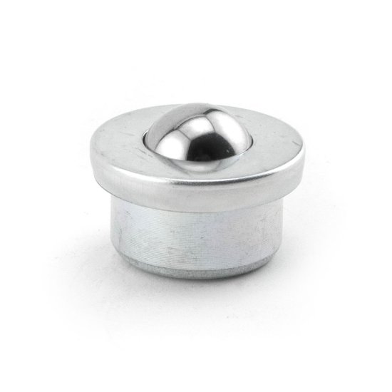 Ball Transfer; 5/8\" carbon steel ball; Round drop-in Base; 15/16\" diam base x 7/16\" deep; Carbon Steel housing; 35#; 3/8\" load height (Item #89244)