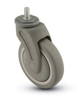 (image for) Caster; Swivel; 3"x1-1/4"; TPR (Gray); Threaded Stem (1/2"-13TPI x 1-1/2"); Nylon; Precision Ball Brng; 200#; Thread guards (Item #67211)