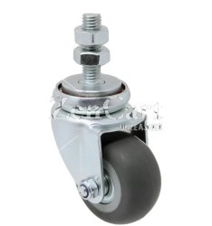 (image for) Caster; Glass Handling Swivel; 2" x 15/16"; Neoprene Rubber (Gray); Threaded Stem (10mm-25.4TPI x35mm); Zinc; Ball Brng; 75#; Inverted Raceway to Avoid Debris (Item #66588)