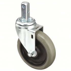 (image for) Caster; Swivel; 6" x 1-1/4"; PolyU on PolyO (Gray); Square Stem (7/8" x 2"; mounting hole at 1"); Zinc; Precision Ball Brng; 325#; Dust Cover (Mtl); Thrd Grds (Item #64560)