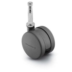 Caster; Twin; Swivel; 2" (50mm); Nylon; Grip Neck; 5/16"x1-1/2"; Black; Rivet Brng; 75# (Item #69557)