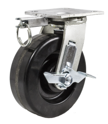 Caster; Swivel; 4" x 2"; Phenolic; Plate (4"x4-1/2"; holes: 2-5/8"x3-5/8" slotted to 3"x3"; 3/8" bolt); Zinc; Roller Brng; 800#; Position Lock; Top lock brake (Item #69234)