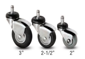 (image for) Caster; Swivel; 3" x 1"; Rubber (Soft; non-marking); Grip Ring (7/16" x 7/8"); Chrome; Prec Ball Brng; 175#; Dust Shield; Thread guards (Item #63723)
