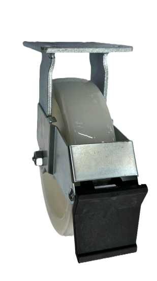 (image for) Caster; Rigid; 8\" x 2\"; Nylon; Plate (4\"x4-1/2\"; holes: 2-5/8\"x3-5/8\" slots to 3\"x3\"; 3/8\" bolt); Zinc; Roller Brngs; 1250#; Face Brake (Item #63032)