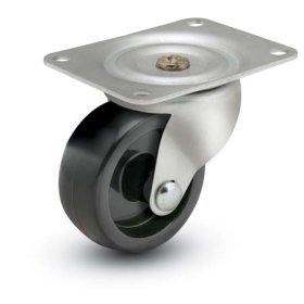 (image for) Caster; Swivel; 2-1/2 x 13/16; Rubber; Soft; Top Plate; 1-3/16x2; hole spacing: 13/16x1-9/16; 3/16 bolt; Zinc; Steel Spanner Brng; 80# Weight Cap (Item #69981)
