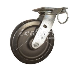 (image for) Caster; Swivel; 4" x 2"; Polyolefin; Top Plate; 4"x4-1/2"; hole spacing: 2-5/8"x3-5/8" (slotted to 3"x3"); 3/8" bolt; Zinc; Roller Brng; 700#; Position Lock (Item #66023)