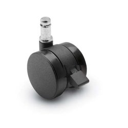 Caster; Twin; Swivel; 2" (50mm); Nylon; Grip Ring; 7/16"x7/8"; Black; Rivet Brng; 75#; Pedal Lock; Wheel (Item #69319)