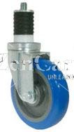 (image for) Caster; Swivel; 5" x 1-1/4"; PolyU on PolyO (Blue); Expandable Adapter (.852" - .927" ID tubing); Zinc; Ball Brng; 300#; Bearing Cover (Item #66167)