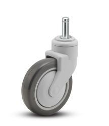 Caster; Swivel; 4"x1-1/4"; PolyU on PolyO; Grip Ring (7/16"x1-7/16"); Nylon; Precision Ball Brng; 220#; Thread guards (Item #66873)