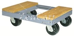 (image for) Dollies; 24" L x 18" W x 7-1/2" H; Metal (1-/4" Angle Steel Frame); Hardwood Contact Boards; 5" x 2" Phenolic Swivel Casters; Roller Brngs 3000# (Item #87658)