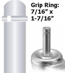 (image for) Caster; Swivel; 3"x13/16"; TPR Rubber (Gray); Grip Ring (7/16"x1-7/16"); Zinc; 110#; Total Lock; Thread guards. (Item #66921)