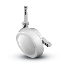 Caster; Ball; Swivel; 2-1/2"; Metal/ Zinc; Grip Neck; 5/16"x1-1/2"; Bright Chrome; Acetyl/ Resin Brng; 100#; Pedal Lock; Wheel (Item #68346)