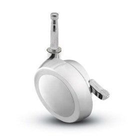 Caster; Ball; Swivel; 2-1/2"; Metal/ Zinc; Grip Neck; 5/16"x1-1/2"; Bright Chrome; Acetyl/ Resin Brng; 100#; Pedal Lock; Wheel (Item #68346)