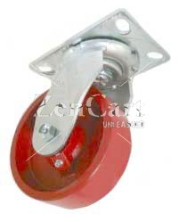 (image for) Caster; Swivel; 5" x 2"; Ductile Steel; Plate; 4"x4-1/2"; holes: 2-5/8"x3-5/8" (slots to 3"x3"); 3/8" bolt; Zinc; Roller Brng; 1250# (Item #67649)