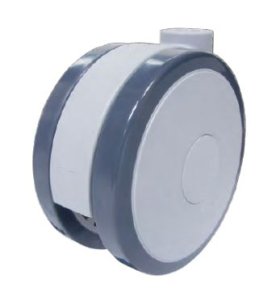 (image for) Caster; Twin Wheel; Swivel; 100mm; Polyurethane; Grip Ring (7/16" x 1-1/2"); Gray; Riveted Axle; 225# (Item #64168)