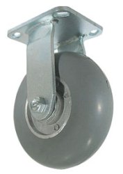 Caster; Rigid; 8"x2"; Balloon Rubber (Gr) on Alum; Plate (4"x4-1/2"; holes: 2-5/8"x3-5/8" slot to 3"x3"; 3/8" bolt); Zinc; Ball Brng; 500# (Item #67429)