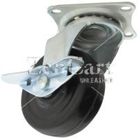 (image for) Caster; Swivel; 3 x 1-1/4; Polyolefin; Top Plate (2-3/8x3-5/8; holes: 1-3/4x2-7/8 slotted to 3; 5/16 bolt); Zinc; Plain bore; 200#; Side friction brake (Item #66701)
