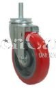 (image for) Caster; Swivel; 5" x 1-1/4"; PolyU on PolyO (Red); Threaded Stem (1/2"-13TPI x 1"); Zinc; Ball Brng; 300#; Dust Cover (Mtl) (Item #65288)