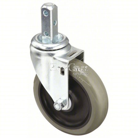 (image for) Caster; Swivel; 6" x 1-1/4"; PolyU on PolyO (Gray); Square Stem (7/8" x 2"; mounting hole at 1"); Zinc; Precision Ball Brng; 325#; Dust Cover (Mtl); Thrd Grds (Item #64560)