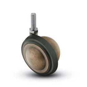Caster; Ball; Swivel; 3"; Rubber; Hard; Threaded Stem; 5/16"-18TPI x 2"; Antique; Acetyl/ Resin Brng; 100# (Item #69524)