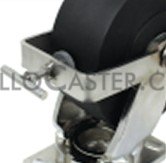 (image for) Caster; Swivel; 8" x 3"; Nylon (80); Plt. (4-1/2"x6-1/4"; holes: 2-7/16"x4-15/16" slots 3-3/8"x5-1/4"); Stainless; Stnls Rlr Brng; 3000#; Kingpinless; Face Brk (Item #62711)