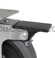 (image for) Caster; Swivel; 3" x 1-1/4"; PolyU on PolyO (Gray); Plate (2-1/2"x3-5/8"; holes: 1-3/4"x2-7/8" slotted to 3"; 5/16" bolt); Zinc; Plain bore; 250#; Pedal Brake (Item #64166)