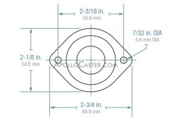 (image for) Ball Transfer; Low Profile; 1" Stainless Steel ball; Flange (2-1/8"x2-3/4": two holes: 2-3/16" apart); Stainless Steel housing; 75#; Low 3/4" inch profile (Item #89098)
