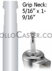 (image for) Caster; Twin Wheel; Swivel; 60mm; Polyurethane Tread; Grip Neck (5/16" x 1-9/16"); Black; Riveted Axle; 120#; Hood (Item #63110)