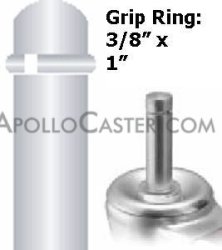 (image for) Caster; Ball; Swivel; 2-1/2"; Metal/ Zinc; Grip Ring; 3/8"x1"; Brass; Acetyl/ Resin Brng; 100#; Pedal Lock; Wheel (Item #68496)