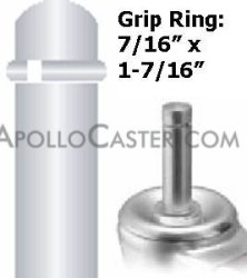 (image for) Caster; Ball; Swivel; 3"; Rubber; Grip Ring; 7/16"x1-7/16"; Chrome; Satin; Acetyl/ Resin Brng; 100#; Whl Lck. (Item #69613)
