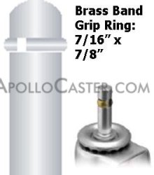 (image for) Caster; Twin Wheel; Swivel; 75mm; (3" Polyurethane (Gray); Grip Ring (7/16" x 7/8" w/ brass band); Black/Grey; Riveted Axle; 175#; MRI Non-magnetic; Brake (Item #63378)