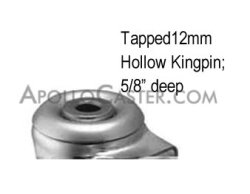(image for) Caster; Swivel; 1-3/4" x 1-1/16"; Nylon; Hollow Kingpin (tapped 12mm; 5/8" deep); Ivory; 220# (Wheel) 550# (Pad); Leveling Pad (Open Sides). Comes w/ 35mm Stem (Item #65294)